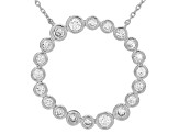 White Lab-Grown Diamond G-H VS Rhodium Over Sterling Silver Circle Station Necklace 1.00ctw