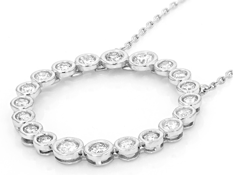 White Lab-Grown Diamond G-H VS Rhodium Over Sterling Silver Circle Station Necklace 1.00ctw