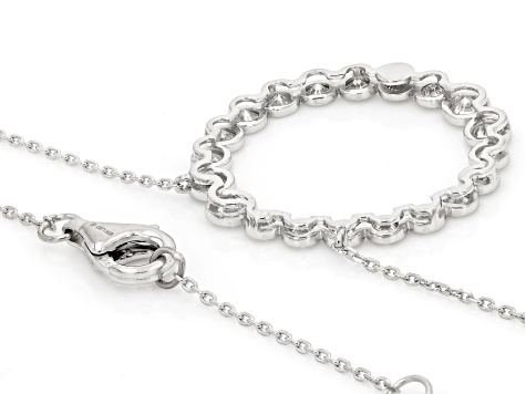 White Lab-Grown Diamond G-H VS Rhodium Over Sterling Silver Circle Station Necklace 1.00ctw