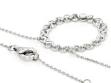 White Lab-Grown Diamond G-H VS Rhodium Over Sterling Silver Circle Station Necklace 1.00ctw