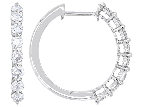 White Lab-Grown Diamond G-H VS Rhodium Over Sterling Silver Hoop Earrings 1.00ctw