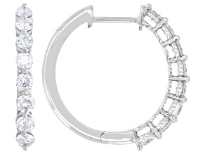 White Lab-Grown Diamond G-H VS Rhodium Over Sterling Silver Hoop Earrings 1.00ctw