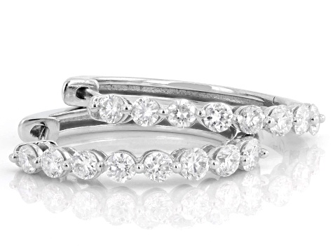 White Lab-Grown Diamond G-H VS Rhodium Over Sterling Silver Hoop Earrings 1.00ctw