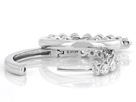 White Lab-Grown Diamond G-H VS Rhodium Over Sterling Silver Hoop Earrings 1.00ctw