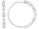 White Lab-Grown Diamond G-H VS Rhodium Over Sterling Silver Hoop Earrings 1.00ctw