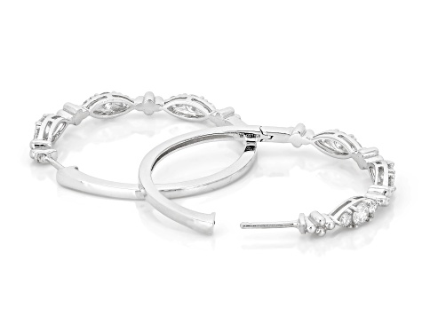 White Lab-Grown Diamond G-H VS Rhodium Over Sterling Silver Hoop Earrings 1.00ctw