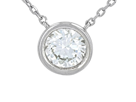 White Lab-Grown Diamond G-H VS Rhodium Over Sterling Silver Solitaire Station Necklace 0.90ct