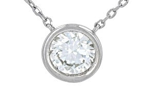 White Lab-Grown Diamond G-H VS Rhodium Over Sterling Silver Solitaire Station Necklace 0.90ct