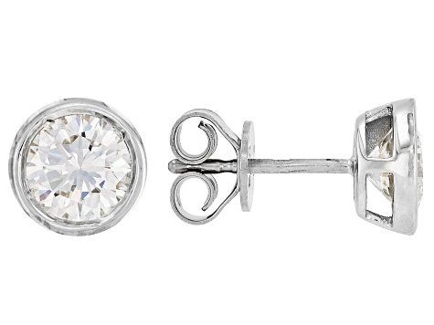White Lab-Grown Diamond G-H VS Rhodium Over Sterling Silver Solitaire Stud Earrings 1.85ctw