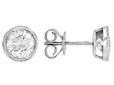 White Lab-Grown Diamond G-H VS Rhodium Over Sterling Silver Solitaire Stud Earrings 1.85ctw