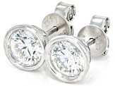 White Lab-Grown Diamond G-H VS Rhodium Over Sterling Silver Solitaire Stud Earrings 1.85ctw