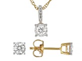 White Lab-Grown Diamond H SI 14K Yellow Gold Over Silver Stud Earring and Pendant/Chain Set 0.50ctw
