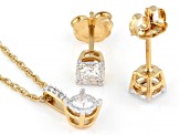 White Lab-Grown Diamond H SI 14K Yellow Gold Over Silver Stud Earring and Pendant/Chain Set 0.50ctw