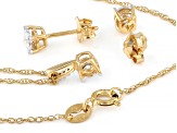 White Lab-Grown Diamond H SI 14K Yellow Gold Over Silver Stud Earring and Pendant/Chain Set 0.50ctw