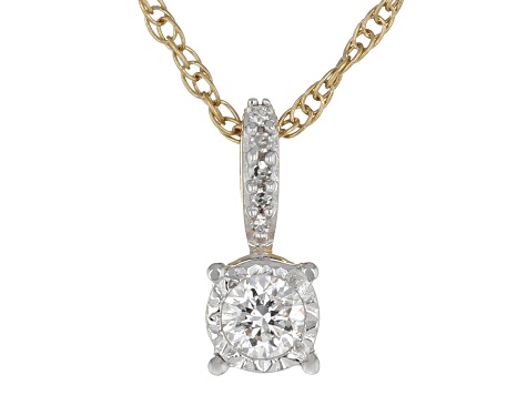 White Lab-Grown Diamond H SI 14K Yellow Gold Over Silver Stud Earring and Pendant/Chain Set 0.50ctw