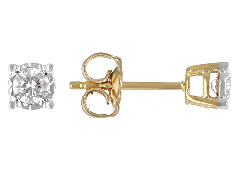 White Lab-Grown Diamond H SI 14K Yellow Gold Over Silver Stud Earring and Pendant/Chain Set 0.50ctw