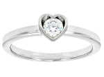 White Lab-Grown Diamond G-H SI Rhodium Over Sterling Silver Heart Ring 0.20ct