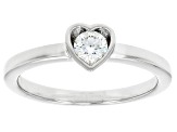 White Lab-Grown Diamond G-H SI Rhodium Over Sterling Silver Heart Ring 0.20ct