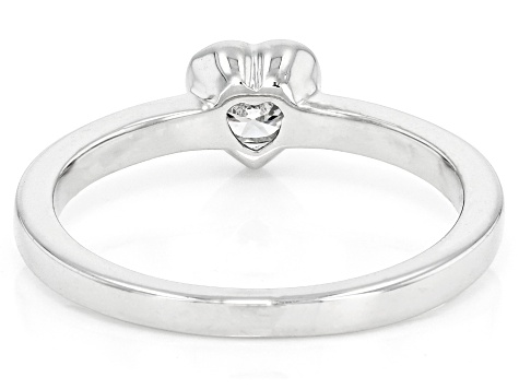 White Lab-Grown Diamond G-H SI Rhodium Over Sterling Silver Heart Ring 0.20ct