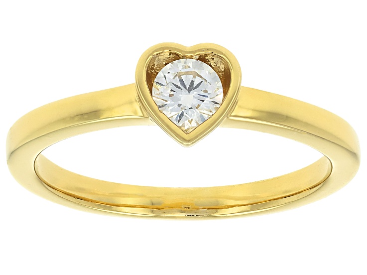 White Lab-Grown Diamond G-H SI 14K Yellow Gold Over Sterling Silver Heart Ring 0.20ct