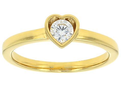 White Lab-Grown Diamond G-H SI 14K Yellow Gold Over Sterling Silver Heart Ring 0.20ct