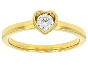White Lab-Grown Diamond G-H SI 14K Yellow Gold Over Sterling Silver Heart Ring 0.20ct