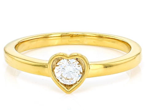 White Lab-Grown Diamond G-H SI 14K Yellow Gold Over Sterling Silver Heart Ring 0.20ct