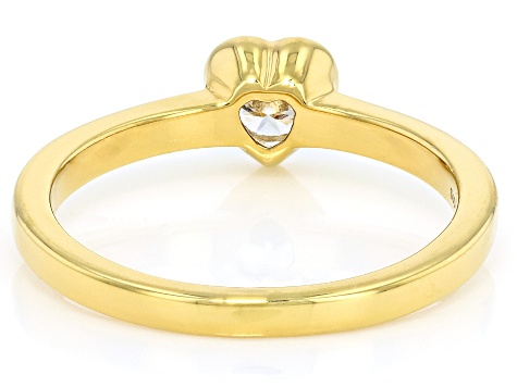 White Lab-Grown Diamond G-H SI 14K Yellow Gold Over Sterling Silver Heart Ring 0.20ct