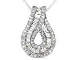 White Lab-Grown Diamond G-H SI Rhodium Over Sterling Silver Slide Pendant With Chain 0.90ctw