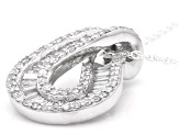 White Lab-Grown Diamond G-H SI Rhodium Over Sterling Silver Slide Pendant With Chain 0.90ctw