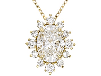 Picture of Certified White Lab-Grown Diamond G SI 10K Yellow Gold Halo Pendant With Chain 1.86ctw