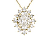 Certified White Lab-Grown Diamond G SI 10K Yellow Gold Halo Pendant With Chain 1.86ctw