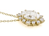 Certified White Lab-Grown Diamond G SI 10K Yellow Gold Halo Pendant With Chain 1.86ctw