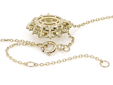 Certified White Lab-Grown Diamond G SI 10K Yellow Gold Halo Pendant With Chain 1.86ctw