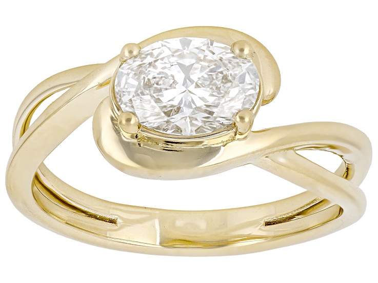 Certified White Lab-Grown Diamond G SI 10K Yellow Gold Solitaire Crossover Ring 1.00ct