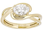 Certified White Lab-Grown Diamond G SI 10K Yellow Gold Solitaire Crossover Ring 1.00ct