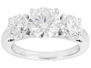 White Lab-Grown Diamond F VS 14K White Gold 3-Stone Ring 4.00ctw