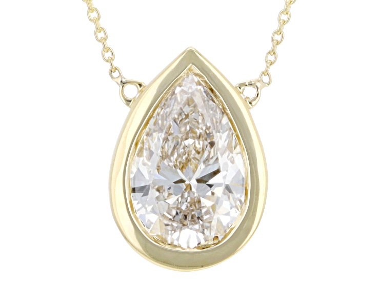 White Lab-Grown Diamond F VS 14K Yellow Gold Solitaire Station Necklace 1.50ct
