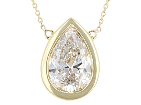 White Lab-Grown Diamond F VS 14K Yellow Gold Solitaire Station Necklace 1.50ct