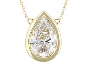 White Lab-Grown Diamond F VS 14K Yellow Gold Solitaire Station Necklace 1.50ct