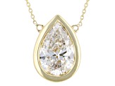 White Lab-Grown Diamond F VS 14K Yellow Gold Solitaire Station Necklace 1.50ct