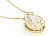 White Lab-Grown Diamond F VS 14K Yellow Gold Solitaire Station Necklace 1.50ct