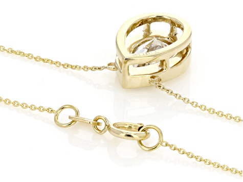 White Lab-Grown Diamond F VS 14K Yellow Gold Solitaire Station Necklace 1.50ct