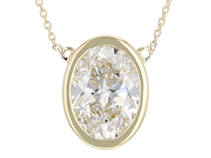 White Lab-Grown Diamond F VS 14K Yellow Gold Solitaire Station Necklace 1.50ct