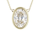 White Lab-Grown Diamond F VS 14K Yellow Gold Solitaire Station Necklace 1.50ct