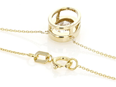 White Lab-Grown Diamond F VS 14K Yellow Gold Solitaire Station Necklace 1.50ct