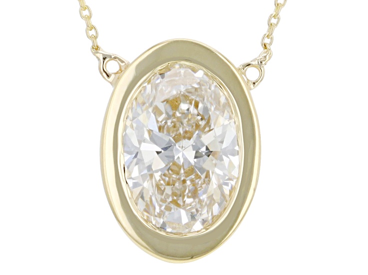 White Lab-Grown Diamond F VS 14K Yellow Gold Solitaire Station Necklace 2.00ct