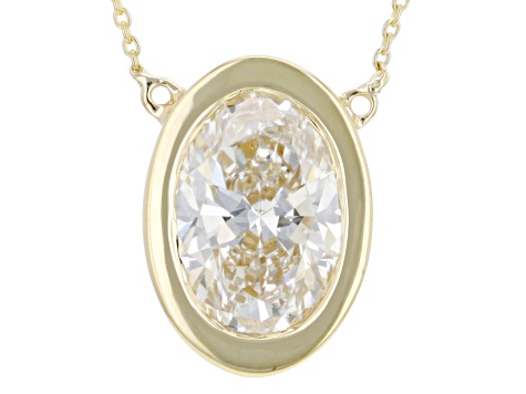 White Lab-Grown Diamond F VS 14K Yellow Gold Solitaire Station Necklace 2.00ct