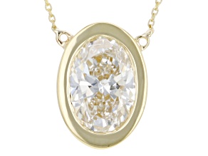 White Lab-Grown Diamond F VS 14K Yellow Gold Solitaire Station Necklace 2.00ct