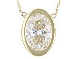 White Lab-Grown Diamond F VS 14K Yellow Gold Solitaire Station Necklace 2.00ct